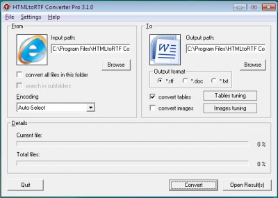 HTMLtoRTF Converter Pro 3.1.0 screenshot