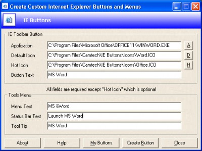 IE Buttons 1.0 screenshot