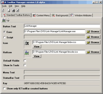 IE Toolbar Manager 1.1 screenshot