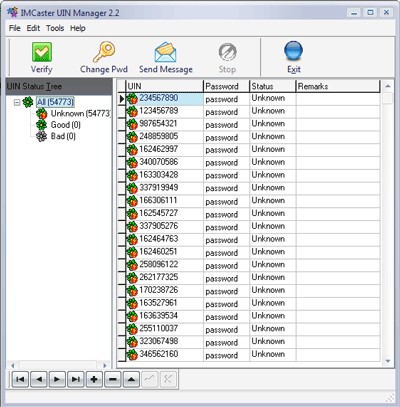 IMCaster UIN Manager 2.2.1.2 screenshot