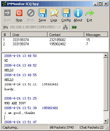 IMMonitor ICQ Spy 2.0 screenshot