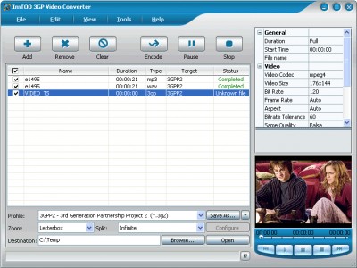 ImTOO 3GP Video Converter 3.1.40.090 screenshot