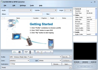 ImTOO DVD to WMV Converter 5.0.75.052 screenshot