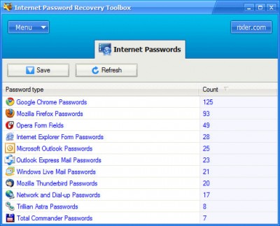 Internet Password Recovery Toolbox 3.0 screenshot