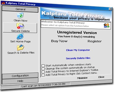 Kalptaru's Total Privacy 2.0 screenshot