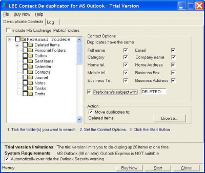 LBE Contact Deduplicator for MS Outlook 3.2.2 screenshot