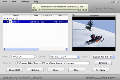Lenogo DVD to iPhone Converter 6.5 screenshot