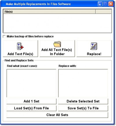 Make Multiple Replacements In Files Software 7.0 screenshot
