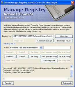 Manage Registry ActiveX Control 2.0 screenshot