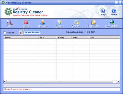 Max Secure Registry Cleaner 2.0 screenshot