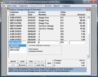 Medlin Accounts Receivable and Invoicing 2012 screenshot