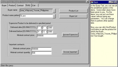 Memory Database System Demo 1.0 screenshot