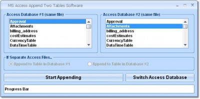 MS Access Append TWO Tables Software 7.0 screenshot
