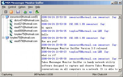 MSN Messenger Monitor Sniffer 3.0 screenshot