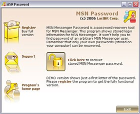 MSN Messenger Password 1.5.305 screenshot