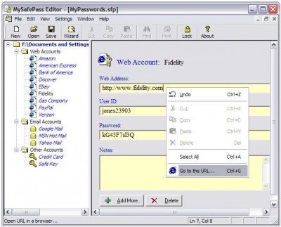 MySafePass Editor 2.5.1 screenshot
