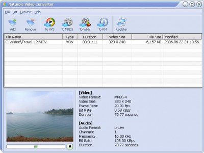 Naturpic Video Converter 1.40 screenshot