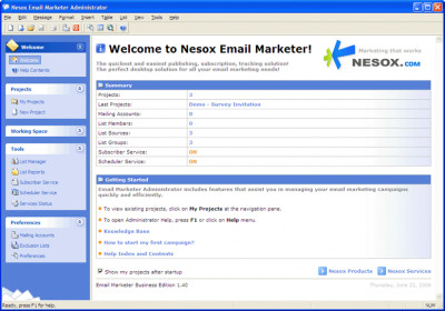 Nesox Email Marketer Personal Edition 1.95 screenshot