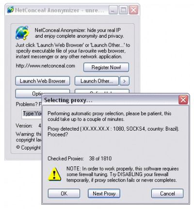 NetConceal Anonymity Shield 5.0.057.02 screenshot