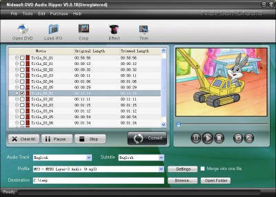 Nidesoft DVD Audio Ripper 5.4.72 screenshot