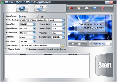 Okoker DVD to iPod Converter 6.0 screenshot