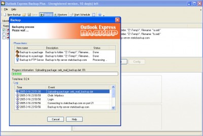Outlook Express Backup Plus 2.7 screenshot