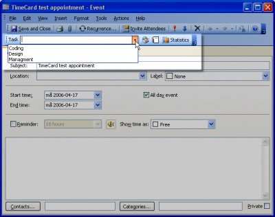 Outlook TimeCard 3 screenshot