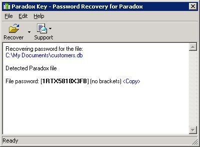 Paradox Password Recovery Key 6.5 screenshot