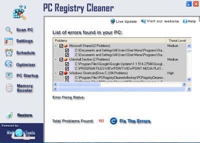 PC Registry Cleaner 3.0 screenshot