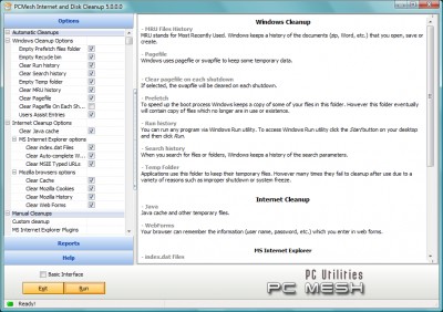 PCMesh Internet and Disk Cleanup 5.0 screenshot