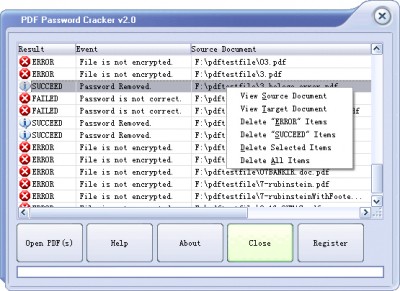 PDF Password Cracker 2.0 screenshot
