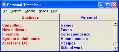 Personal Timeclock 4.9 screenshot