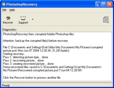 PhotoshopRecovery 1.0.0733 screenshot