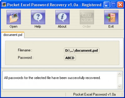 Pocket Excel Password Recovery 1.0a screenshot