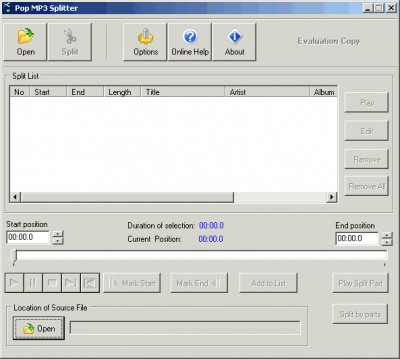 POP MP3 Splitter 1.0 screenshot