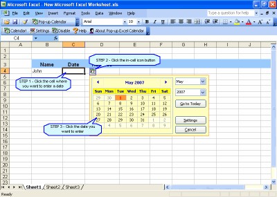 Pop-up Excel Calendar 1.77 screenshot