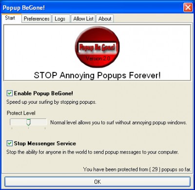 Popup Begone 2.2 screenshot