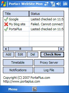 Porta+ WebSite Monitor 1.0 screenshot
