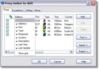 Proxy Toolbar for MSIE 1.4.119 screenshot
