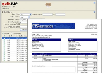 quikSlip for BVCommerce 2004 1.7.2 screenshot