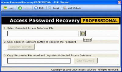 Recover Access Password 4.02 screenshot