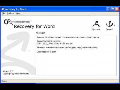 Recovery for Word 4.0.1014 screenshot
