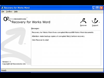 Recovery for Works 2010.1017 screenshot