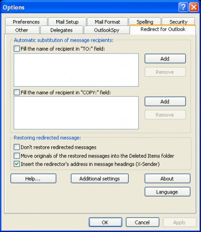 Redirect for Outlook 1.8 screenshot