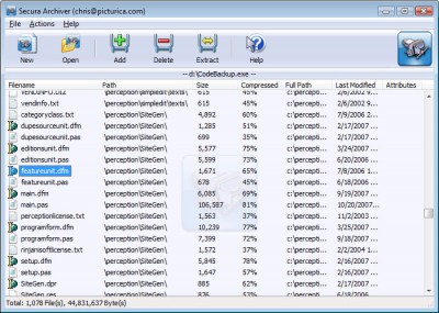 Secura Archiver 3.01 screenshot