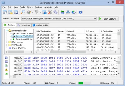 SoftPerfect Network Protocol Analyzer 2.9.1 screenshot