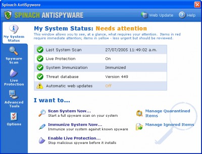 Spinach AntiSpyware 1.59 screenshot