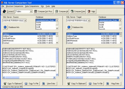 SQL Server Comparison Tool 1.3 screenshot