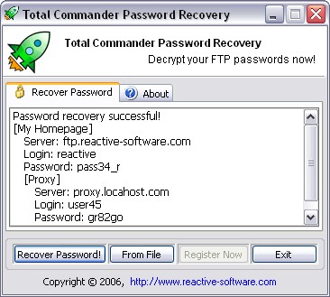 Total Commander Password Recovery 1.0.120.20 screenshot