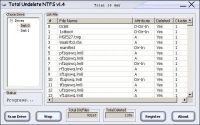 Total Undelete NTFS 1.4.2 screenshot